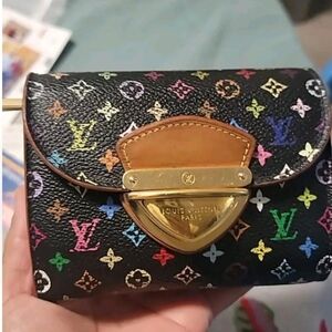Louis Vuitton Black Multicolor Monogram Clutch TN0121 .